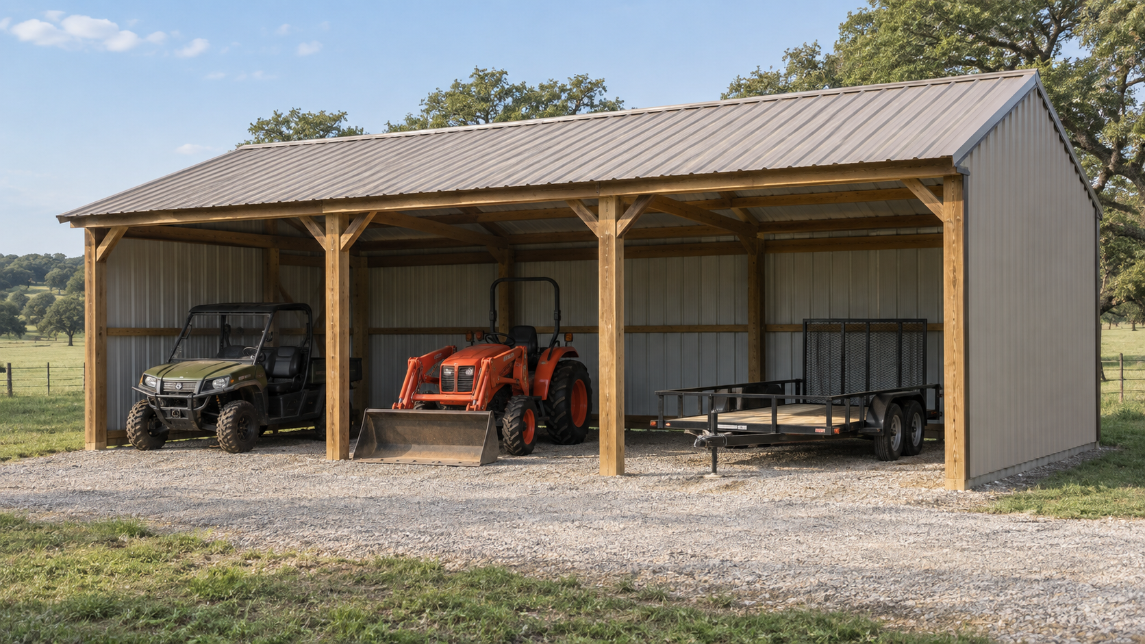 Equipment storage pole barn