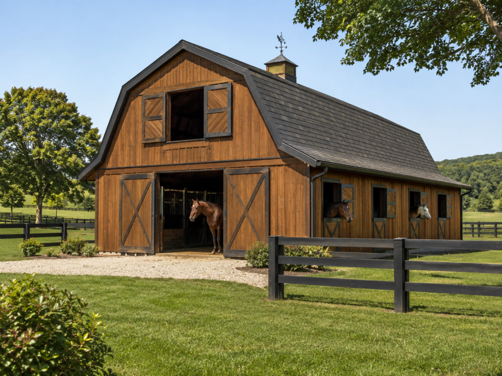 Gambrel horse barn